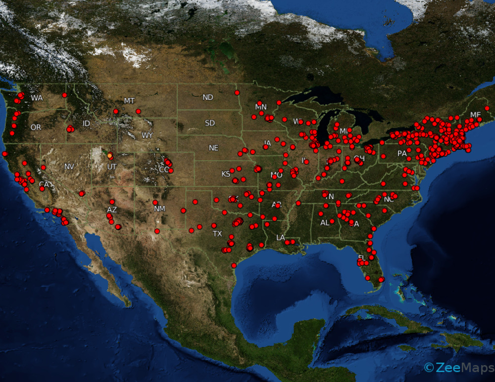 What is a political map - satellite imagery of a US political map