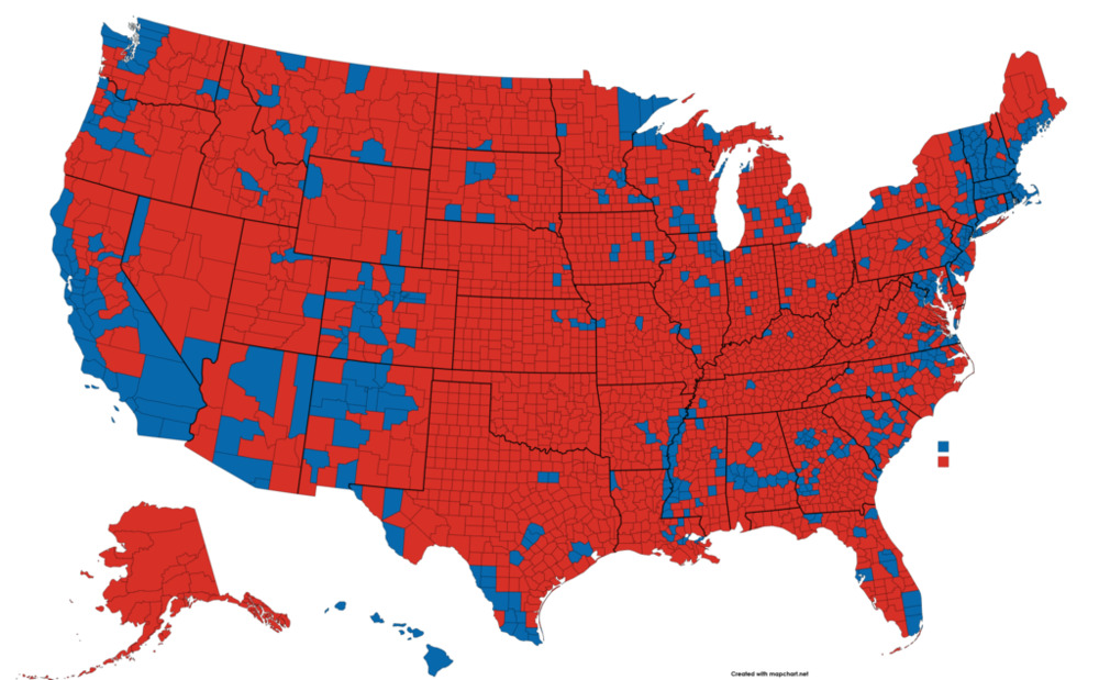 What is a political map - US election results by county