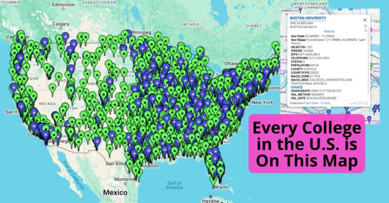 Colleges and Universities in the U.S. Map