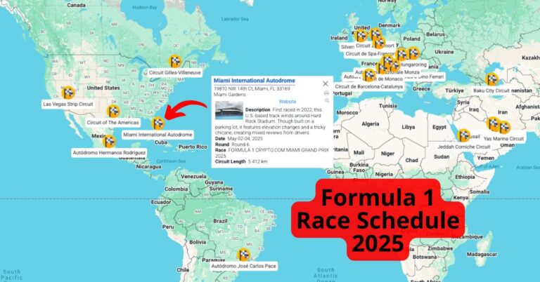 F1 Map: Circuits, Tracks & Races 2025 Season